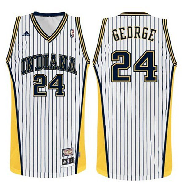 Paul George Indiana Pacers Hardwood Classic White Stripe Swingman Jersey