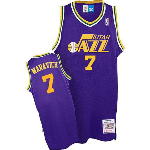 Pete Maravich Jazz #7 Swingman Purple Jersey