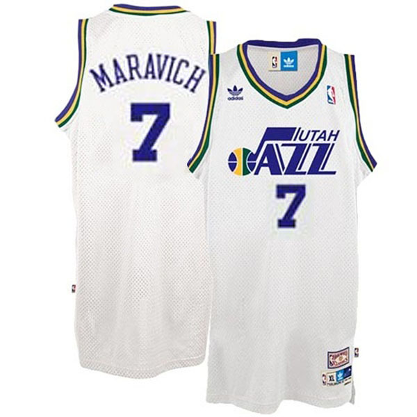 Pete Maravich Jazz #7 Swingman White Jersey