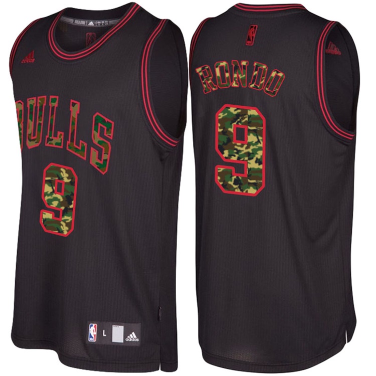Rajon Rondo Chicago Bulls #9 Black Camo Fashio Swingman Jersey