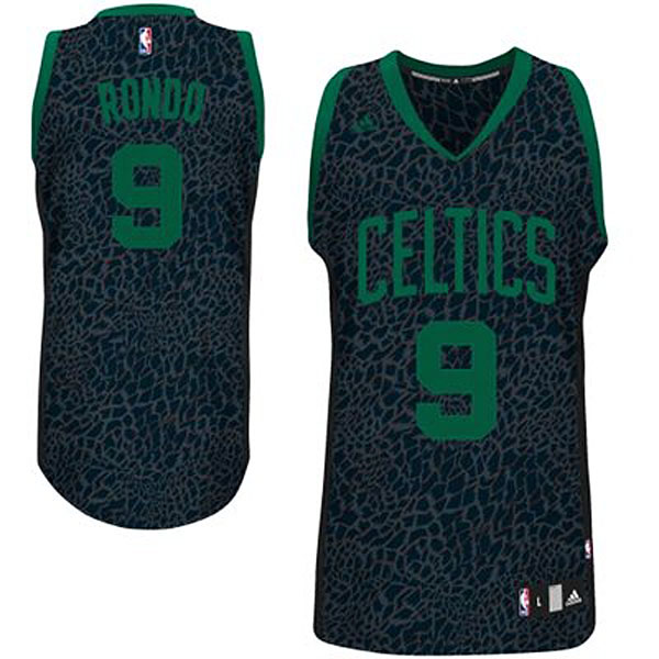 Rajon Rondo Boston Celtics #9 Crazy Light Leopard Swingman Jersey