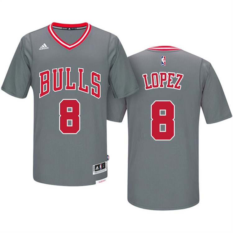 Robin Lopez Chicago Bulls #8 Gray Pride Short Sleeved Swingman Jersey