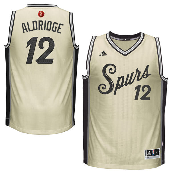 NBA 2015-16 Season Spurs #12 LaMarcus Aldridge Christmas Day Cream Jersey