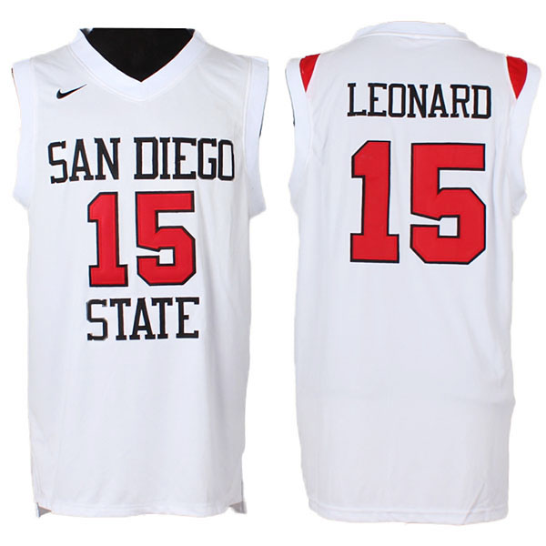 Kawhi Leonard San Diego State #15 College White Basketball Jersey