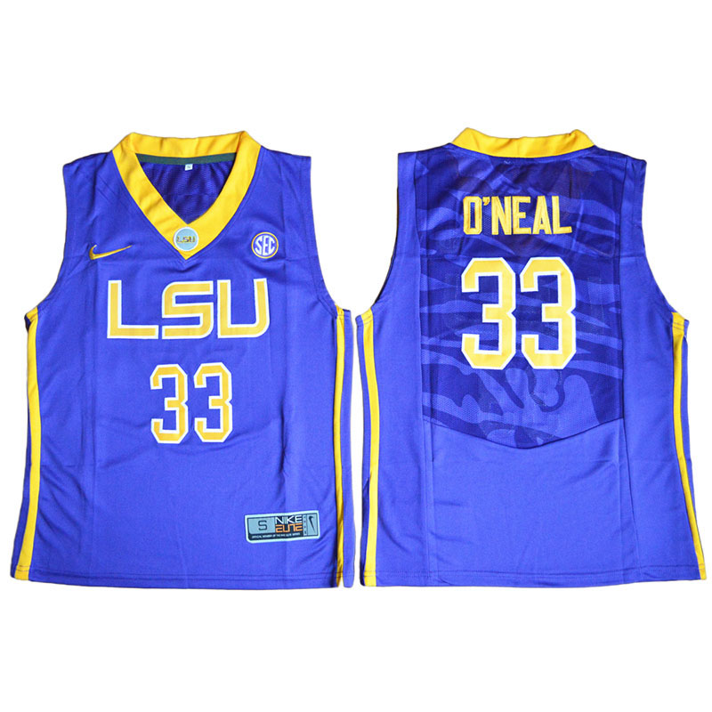Shaquille O'Neal NCAA Louisiana State University Tigers #33 Blue College Basketball Jersey Shaquille O'Neal NCAA Louisiana State University Tigers #33 Blue College Basketball Jersey