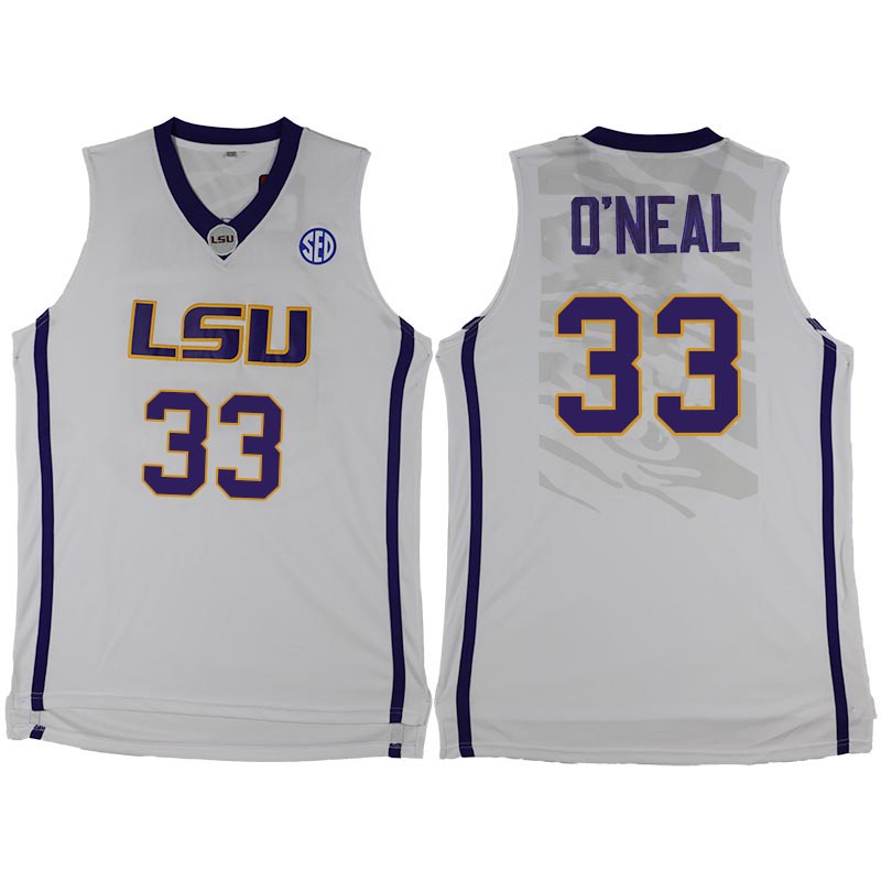 Shaquille O'Neal NCAA Louisiana State University Tigers #33 White College Basketball Jersey Shaquille O'Neal NCAA Louisiana State University Tigers #33 White College Basketball Jersey