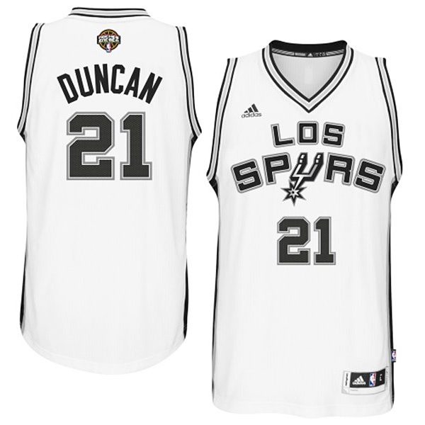 Tim Duncan San Antonio Spurs #21 2014-15 Noches Enebea Swingman Home White Jersey