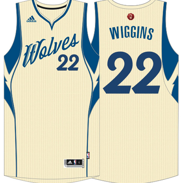 NBA 2015-16 Season Minnesota Timberwolves #22 Andrew Wiggins Christmas Cream Jersey