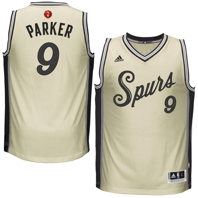 NBA 2015-16 Season Spurs #9 Tony Parker Christmas Day Cream Jersey