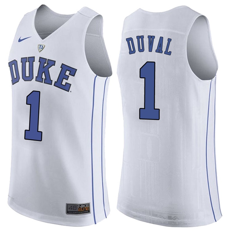 Trevon Duval NCAA Duke Blue Devils #1 White Basketball Jersey Trevon Duval NCAA Duke Blue Devils #1 White Basketball Jersey
