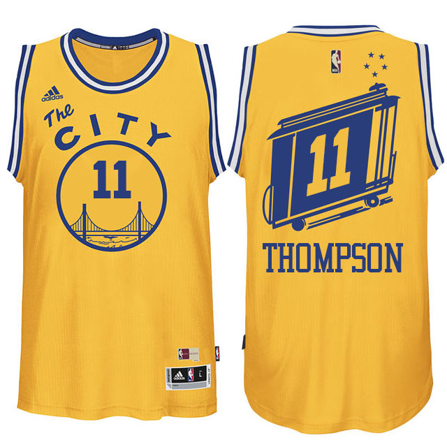 Golden State Warriors #11 Klay Thompson Hardwood Classics Swingman Gold Jersey Golden State Warriors #11 Klay Thompson Hardwood Classics Swingman Gold Jersey