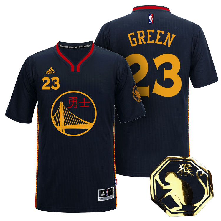 Draymond Green Golden State Warriors #23 2016 Chinese New Year of Monkey Black Sleeves Jersey