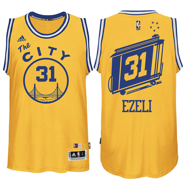 Golden State Warriors #31 Festus Ezeli Hardwood Classics Swingman Gold Jersey Golden State Warriors #31 Festus Ezeli Hardwood Classics Swingman Gold Jersey