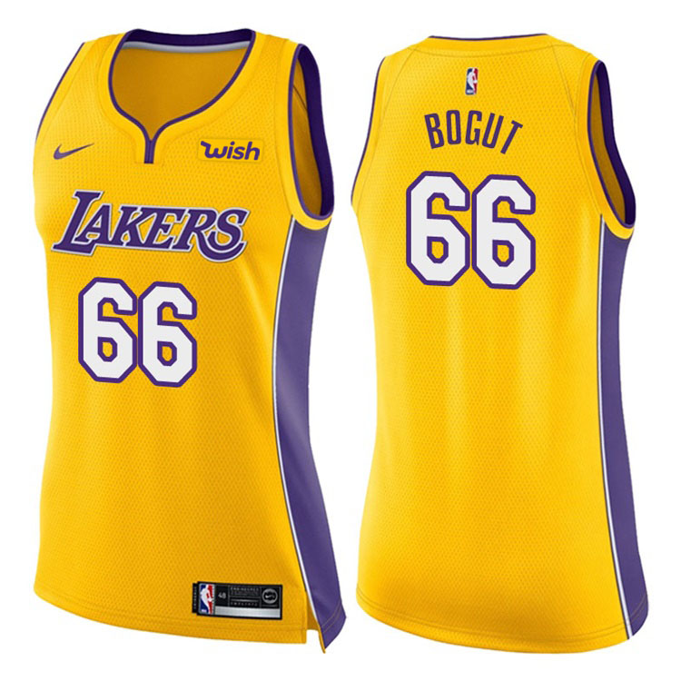 Women's 2017-18 Season Andrew Bogut Los Angeles Lakers #66 Icon Yellow Swingman Jersey