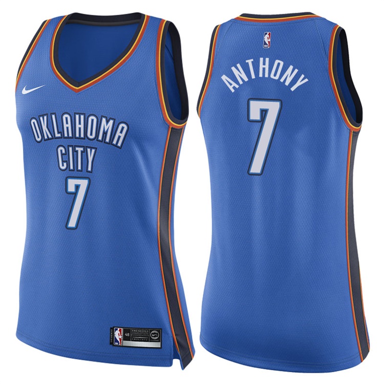 Women's 2017-18 Season Carmelo Anthony Oklahoma City Thunder #7 Icon Blue Swingman Jersey
