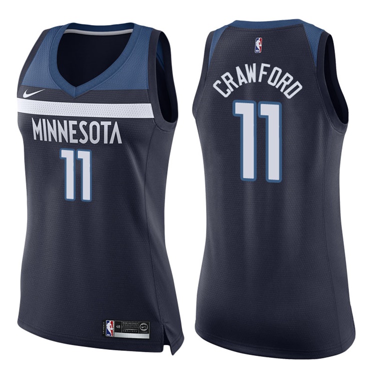Women's 2017-18 Season Jamal Crawford Minnesota Timberwolves #11 Icon Navy Swingman Jersey