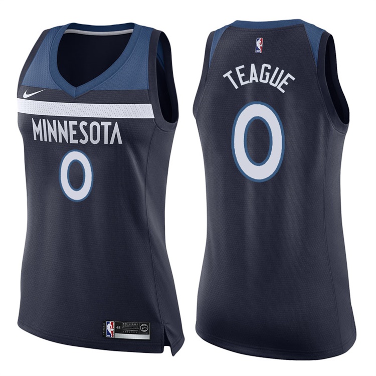 Women's 2017-18 Season Jeff Teague Minnesota Timberwolves #0 Icon Navy Swingman Jersey
