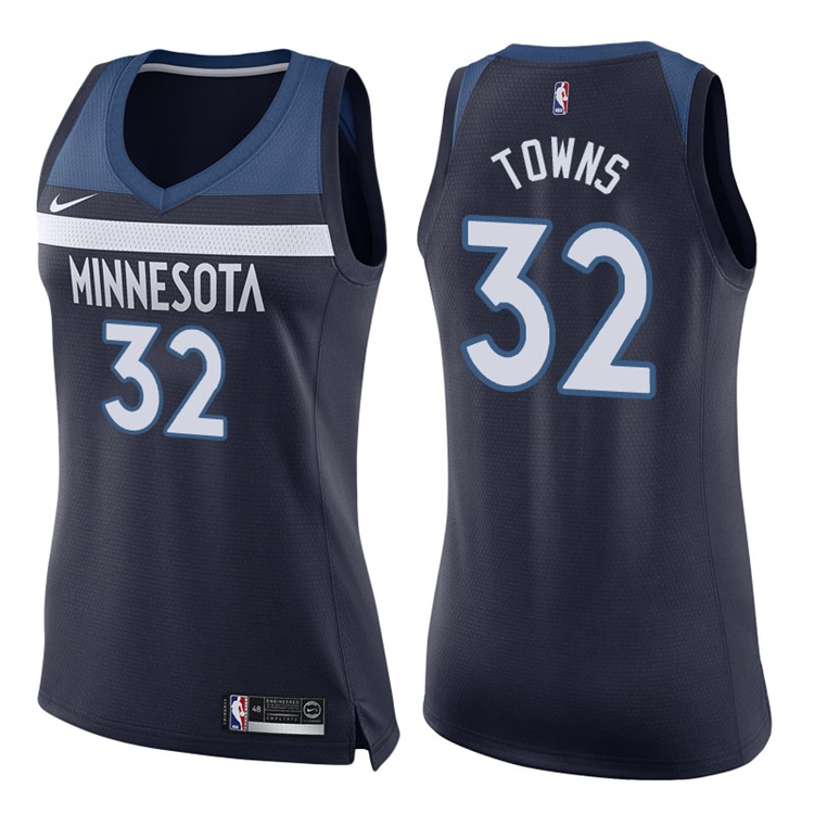 Women's 2017-18 Season Karl-Anthony Towns Minnesota Timberwolves #32 Icon Navy Swingman Jersey