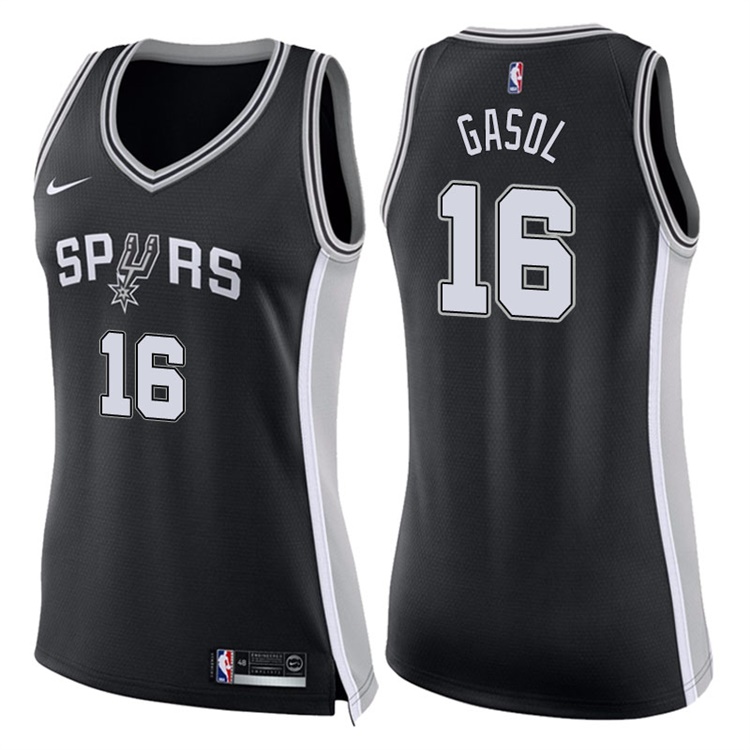 Women's 2017-18 Season Pau Gasol San Antonio Spurs #16 Icon Black Swingman Jersey