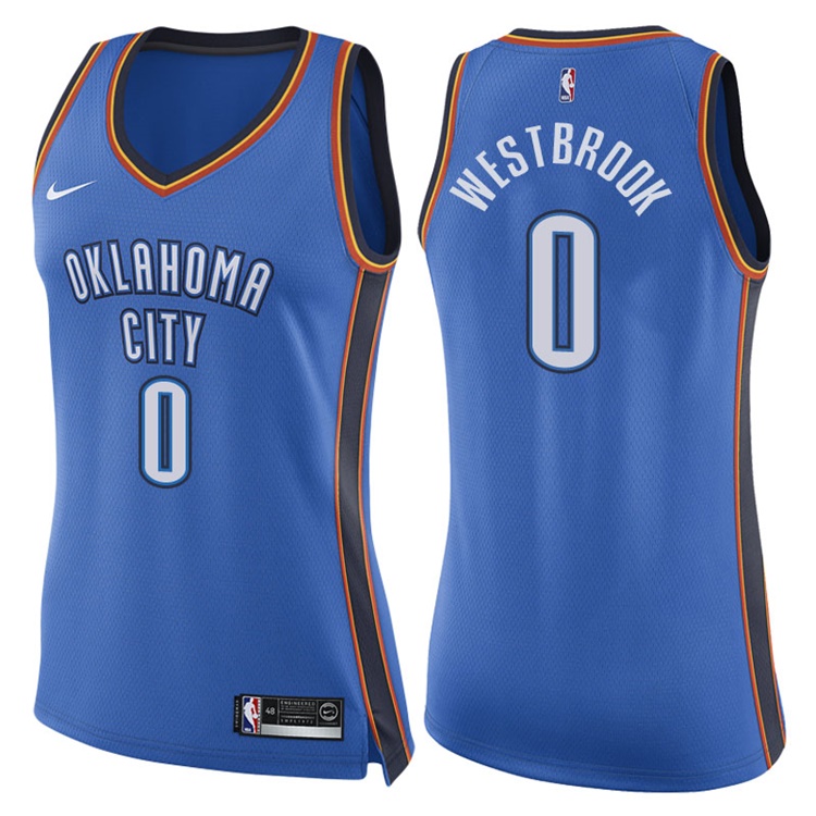 Women's 2017-18 Season Russell Westbrook Oklahoma City Thunder #0 Icon Blue Swingman Jersey