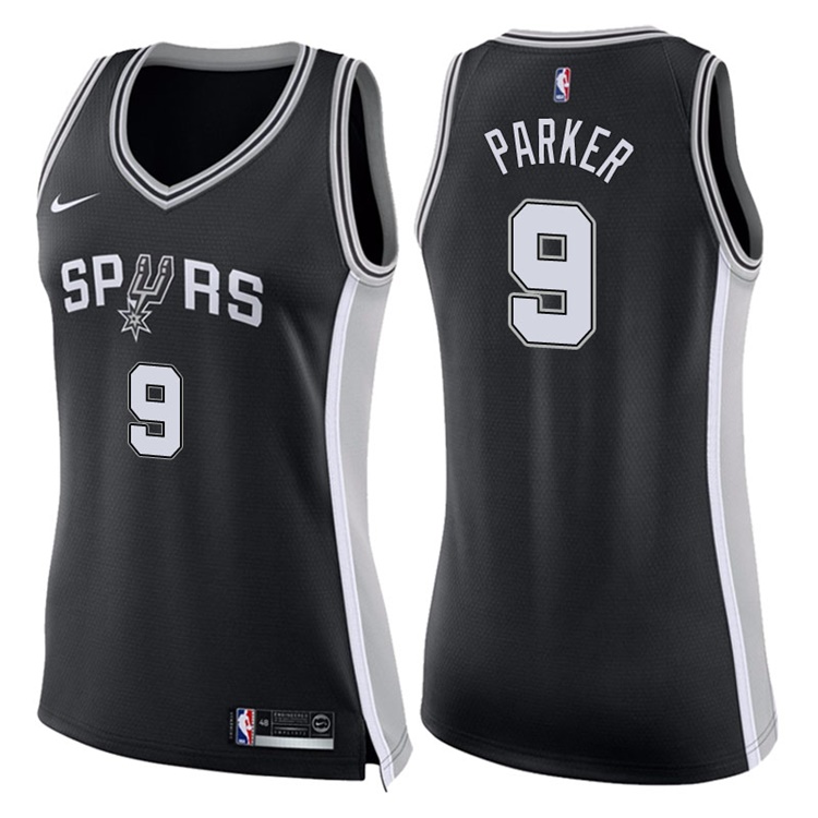 Women's 2017-18 Season Tony Parker San Antonio Spurs #9 Icon Black Swingman Jersey