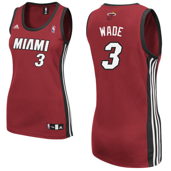 Women's Dwyane Wade Miami Heat #3 Red Jersey With 2023 NBA finals patch 