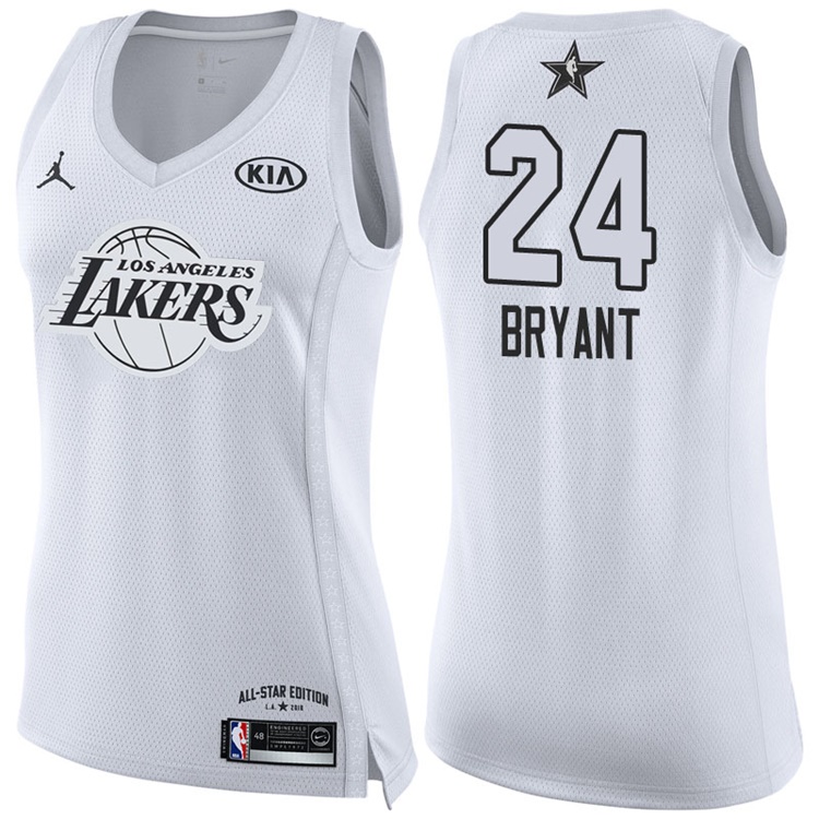 Women's 2018 All-Star Lakers Kobe Bryant #24 White Jersey