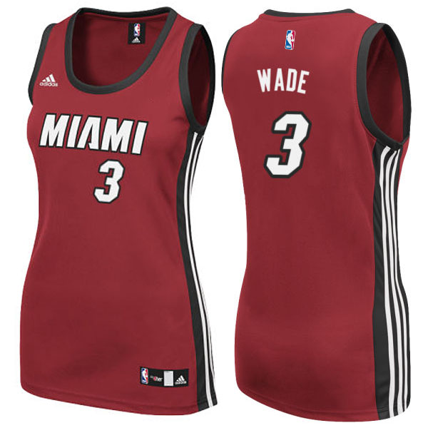 Women's Womens Miami Heat #3 Dwyane Wade New Swingman Fashion Red Jersey With 2023 NBA finals patch 