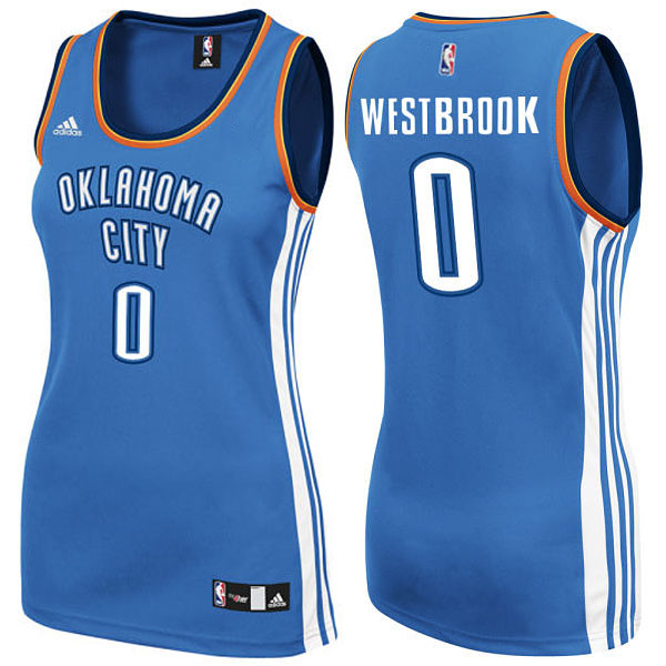 Women's Womens Oklahoma City Thunder #0 Russell Westbrook New Swingman Fashion Blue Jersey