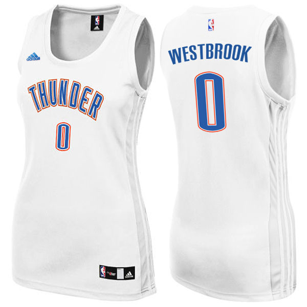 Women's Womens Oklahoma City Thunder #0 Russell Westbrook New Swingman Fashion White Jersey Women's Womens Oklahoma City Thunder #0 Russell Westbrook New Swingman Fashion White Jersey