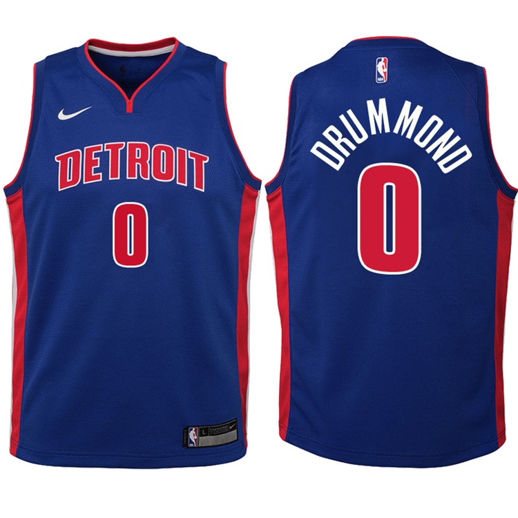 Youth 2017-18 Season Andre Drummond Detroit Pistons #0 Icon Blue Swingman Jersey