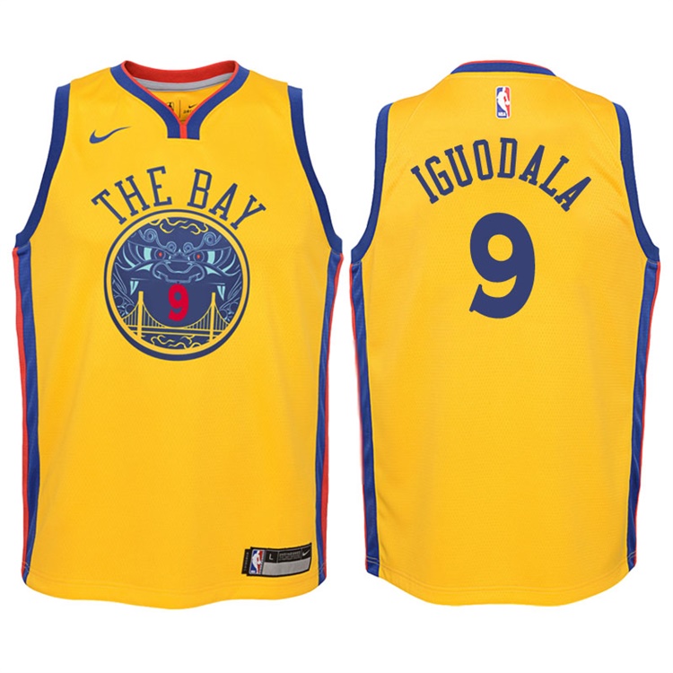 Youth 2017-18 Season Andre Iguodala Golden State Warriors #9 City Edition Gold Swingman Jersey Youth 2017-18 Season Andre Iguodala Golden State Warriors #9 City Edition Gold Swingman Jersey