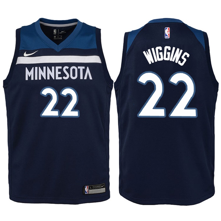 Youth 2017-18 Season Andrew Wiggins Minnesota Timberwolves #22 Icon Navy Swingman Jersey