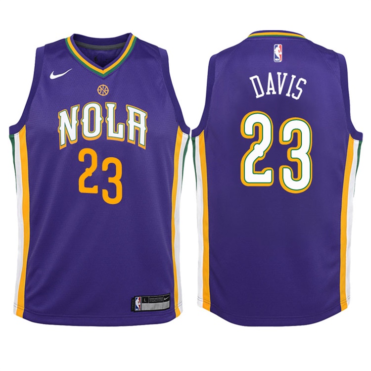 Youth 2017-18 Season Anthony Davis New Orleans Pelicans #23 City Edition Purple Swingman Jersey
