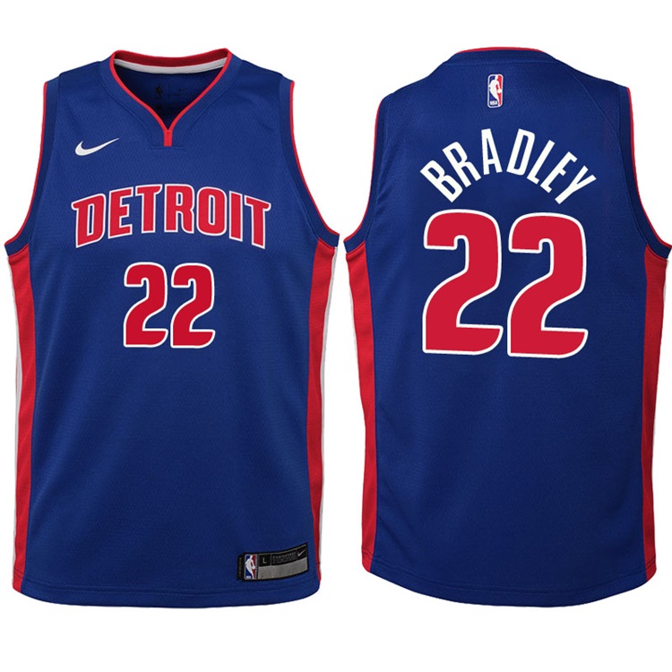 Youth 2017-18 Season Avery Bradley Detroit Pistons #22 Icon Blue Swingman Jersey
