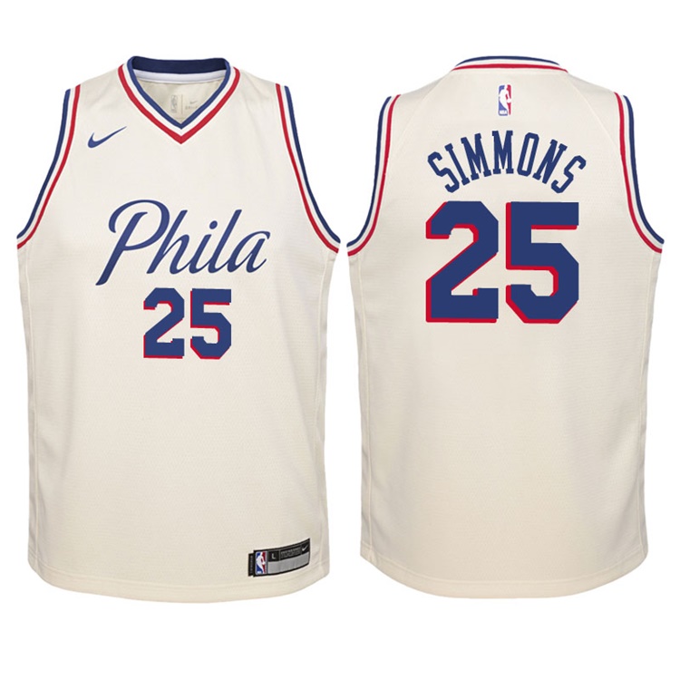 Youth 2017-18 Season Ben Simmons Philadelphia 76ers #25 City Edition Cream Swingman Jersey