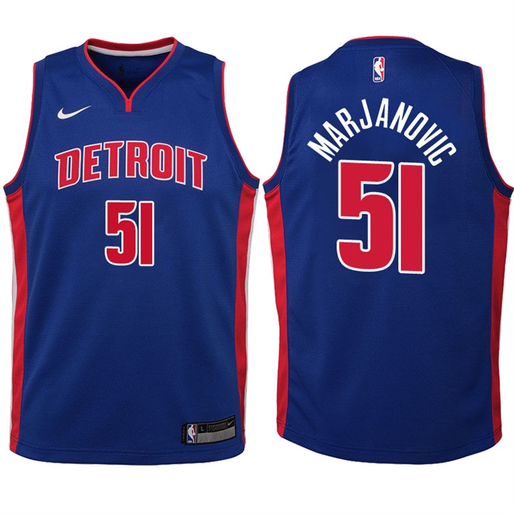 Youth 2017-18 Season Boban Marjanovic Detroit Pistons #51 Icon Blue Swingman Jersey
