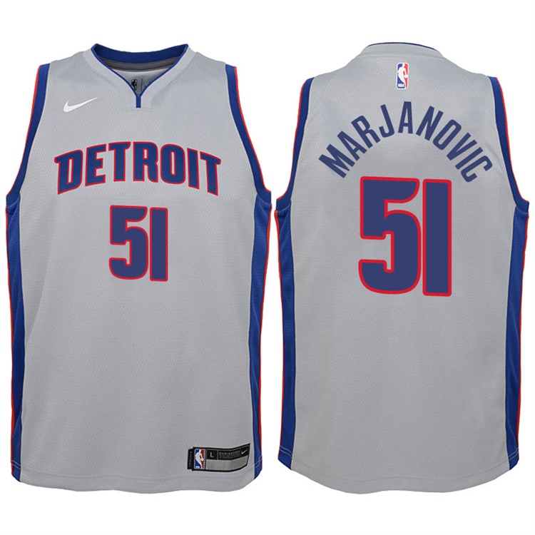 Youth 2017-18 Season Boban Marjanovic Detroit Pistons #51 Statement Gray Swingman Jersey