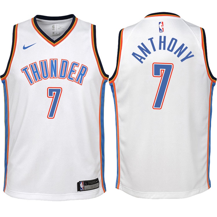 Youth 2017-18 Season Carmelo Anthony Oklahoma City Thunder #7 Association White Swingman Jersey