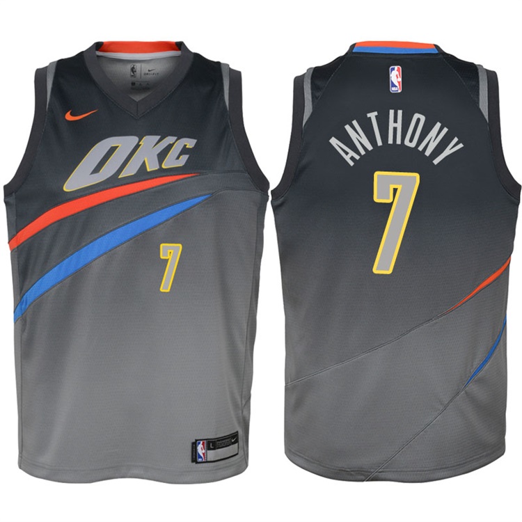 Youth 2017-18 Season Carmelo Anthony Oklahoma City Thunder #7 City Edition Gray Swingman Jersey