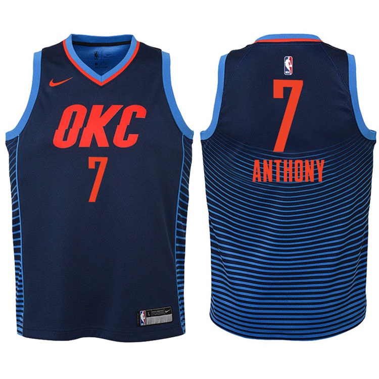 Youth 2017-18 Season Carmelo Anthony Oklahoma City Thunder #7 Statement Navy Swingman Jersey
