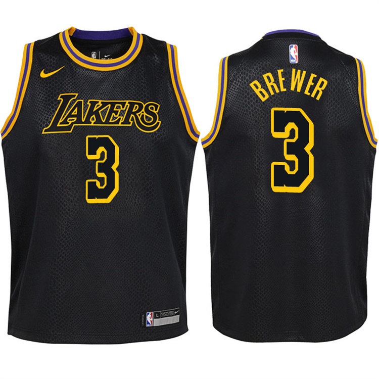 Youth 2017-18 Season Corey Brewer Los Angeles Lakers #3 City Edition Black Swingman Jersey