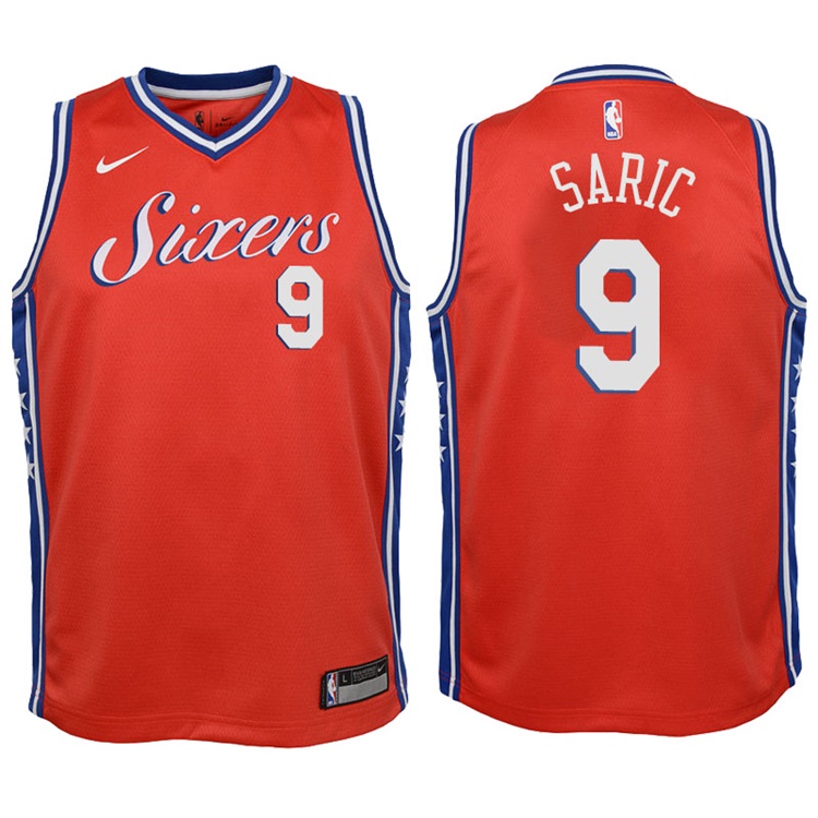 Youth 2017-18 Season Dario Saric Philadelphia 76ers #9 Statement Red Swingman Jersey