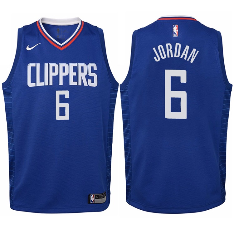 Youth 2017-18 Season DeAndre Jordan Los Angeles Clippers #6 Icon Blue Swingman Jersey