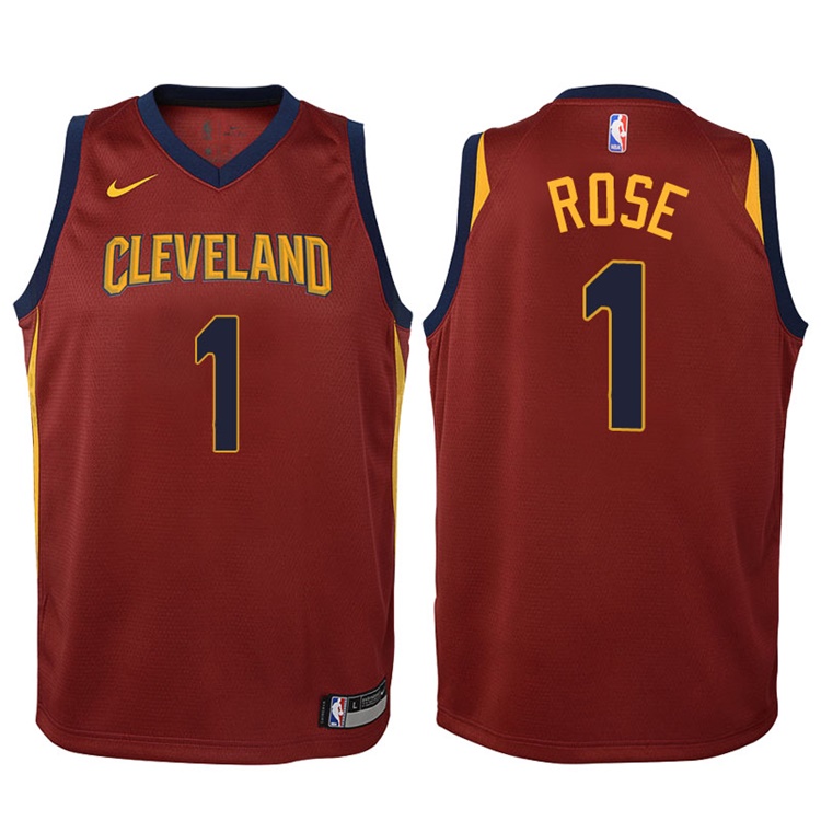 Youth 2017-18 Season Derrick Rose Cleveland Cavaliers #1 Icon Maroon Swingman Jersey