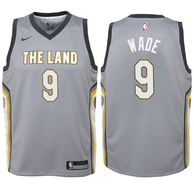 Youth 2017-18 Season Dwyane Wade Cleveland Cavaliers #9 City Edition Gray Swingman Jersey