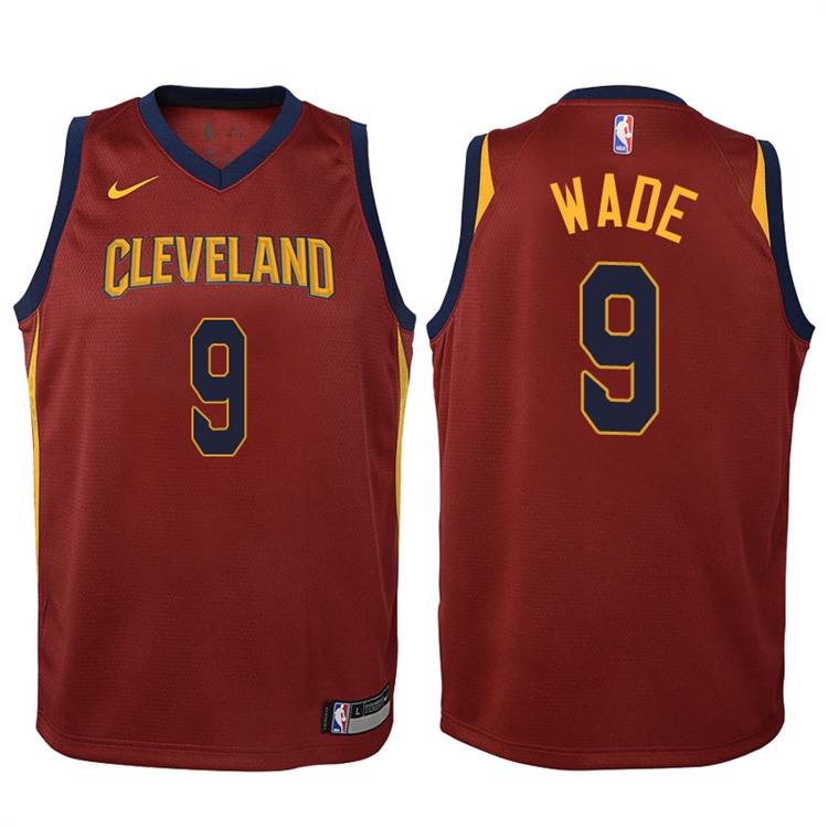 Youth 2017-18 Season Dwyane Wade Cleveland Cavaliers #9 Icon Maroon Swingman Jersey