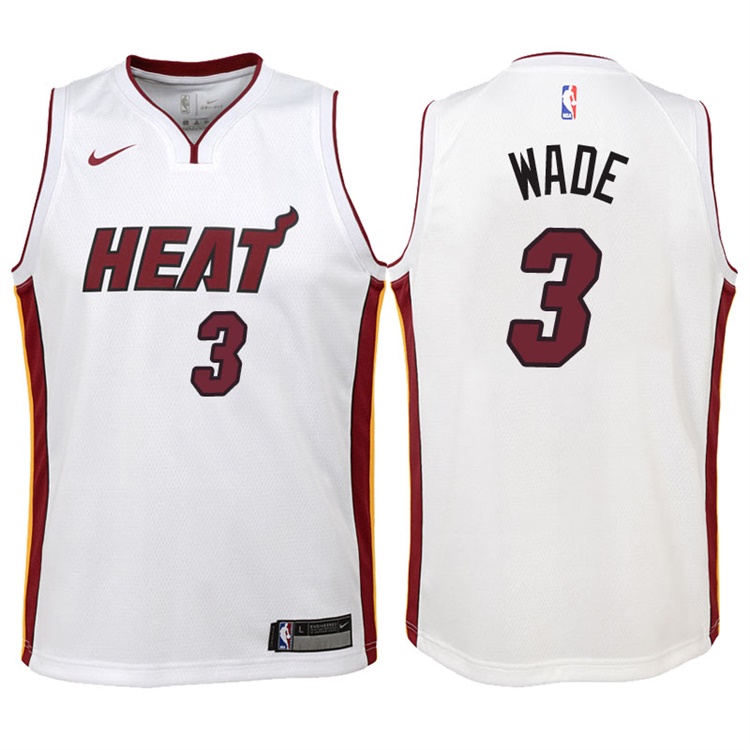 Youth 2017-18 Season Dwyane Wade Miami Heat #3 Association White Swingman Jersey