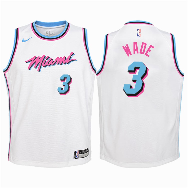 Youth 2017-18 Season Dwyane Wade Miami Heat #3 City Edition White Swingman Jersey
