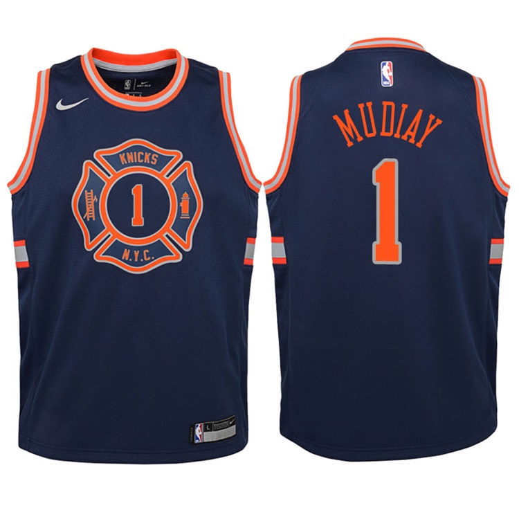 Youth 2017-18 Season Emmanuel Mudiay New York Knicks #1 City Edition Navy Swingman Jersey Youth 2017-18 Season Emmanuel Mudiay New York Knicks #1 City Edition Navy Swingman Jersey